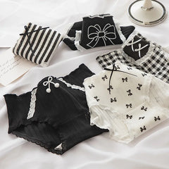 5Pcs/Set Cotton Underwear For Women Female Panties Cute Love Girl's Briefs Mid Waist Seamless Breathable Underpants Lingerie