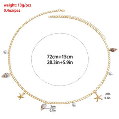 Fashion Bohemian Waist Chain Sea Star Starfish Shell Pendant Shell Waist Link Beach Bikini Alloy Jewelry Accessories for Women