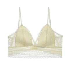 French Lace Lingerie for Women Sexy U-shaped Large Backless Thin Style Without Steel Rings Triangular Soft Cup Bra Cover