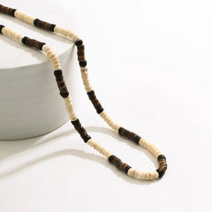 Fashion Men Summer Beach Wooden Bead Surfer Necklace Simple Geometric Tribal Ethnic Handmade Chain Steampunk Male Jewelry Gift