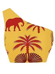 2025 One Shoulder High Waist Bikini Women Swimsuit Female Padded Swimwear Bathers Bathing Swimming Swim Suit Summer Beachwear