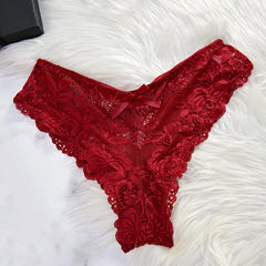 Transparent Red Lace See Through Nightdress Women's Sexy Lingerie Underwear Sleepwear Panty Pijamas Sets Nighty
