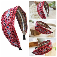 Women Wide Turban Hair Accessories Headwear Embroidered Ribbon Hair Hoop Hairbands Headbands Head Wraps