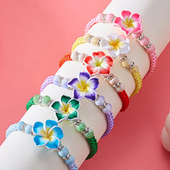 Hawaiian Bracelets for Women Bohemian Woven Tropical Flower Bracelets Handmade Braid Summer Beach Girls Jewelry Accessories