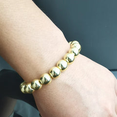 New Fashion Accessories Women' Gifts Simple Smooth Round Beads Black Ore Plated 14k Gold Elastic Hand Beads Multi-layer Bracelet