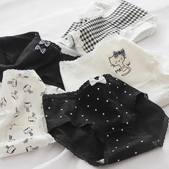 5Pcs/Set Cotton Underwear For Women Female Panties Cute Love Girl's Briefs Mid Waist Seamless Breathable Underpants Lingerie