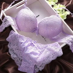 Women 2 Pieces Lingerie Set Sexy Deep V Neck Lace Floral Push Up Bra and Panties Underwear Intimates Embroidery Knickers