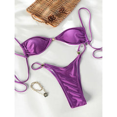 Sexy Bikini Micro Thong Swimwear Women Sexy Swimsuit Push Up Biquini Brazilian Soild Bathing Suit Patchwork Beachwear