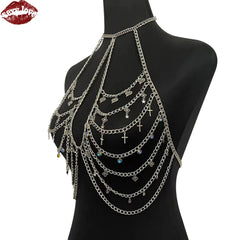 Sexy Love BDSM European and American Women's Sex Accessories Silver Alloy Material Paired with Rhinestones Fashion Accessories
