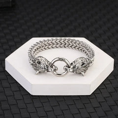 European and American Hip-hop Rock Fashion Personality Trendy Accessories for MEN'S Stainless Steel Wolf Head Bracelet