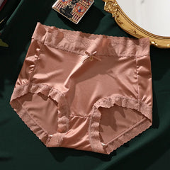Women's Underwear Seamless Ice Silk Light Breathable Lace Briefs Sexy Silk Fabric Hip Lift smooth Soft Panties