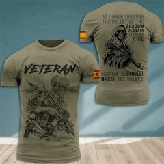 Summer New Men's T-shirt 3D Printed T-shirt Camouflage Army Spanish Flag O-neck Oversized Outdoor Casual Short Sleeved Top