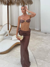 Polka Dot 3 Piece Bikini Chic Strapless Swimsuit Elegant High Waist Beach Skirt 2025 New Bathing Suit with Cover up Dress K271