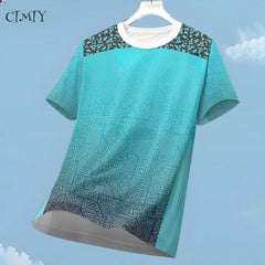 Sports Casual Jersey For Men Dry Fit Shirt Outdoor Running Cycling Short Sleeve Breathable Gym Wear Crew Neck T-Shirt