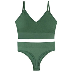 Women Underwear Set Wireless Lingerie Panties Bra Sexy G-String Seamless Tank Crop Top Brassiere New