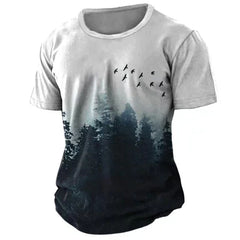 Old-fashioned Men's T-shirts, American Summer Pullovers, Printed Short-sleeved T-shirts