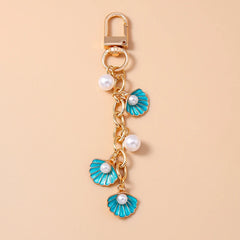 Fashion Summer Beach Shell Pearl Starfish Keychain for Women Men Car Key Handbag Purse Hanging Key Chains DIY Accessories