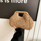Seaside vacation shell bag 2025new arrival women's satchel bag forest style straw shoulder bag beach chain crossbody bag