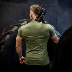 Men's Gym Fitness Clothing Man Cotton Sports Short Sleeve T-shirt Running Training Slim Printed Shirt Sweatshirt Casual Tops