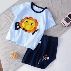 Baby Boys Sets Cool Casual Costume Tops Summer Clothing Pink Loose Tees+shorts Kids Short Sleeve Shorts Outfits Cartoon Tshirt
