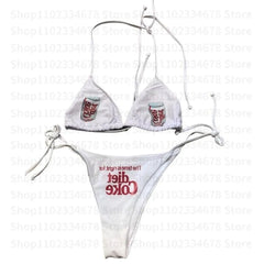 2000s Sexy Y2k Gothic Punk Bodycon Backless Sleeveless Hot Emo Girls Crop Top Summer Bra Push Up Bikini Set Beach Camisole Party