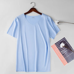 M-3XL Male Summer Casual Vest Sleeveless V-Neck Ice Silk Vest T-Shirts Tank Top Breathable Sports Undershirt Gyms Running Vest