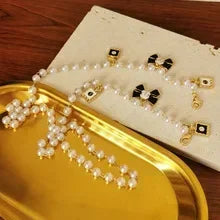 Black White Bow Pearl Glasses Chains Sunglasses Accessory for Women Lanyards Accessories