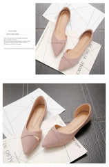 Women Flats Pink Black Pure Color Plus Small Size 35 Large 41 42 43 44 Suede Leather Pointed Toe Office Lady Flat Heel Shoes