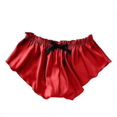 Hot Sale Fashion Women Silk Satin Solid Lingerie Pajamas Bottom Underwear Underpants Shorts Brief Solid Color Bow Underpants