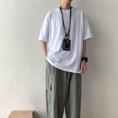 2024 Summer Short Sleeve T Shirts Solid Color T-shirt O Neck Casual Loose T Shirt Base Top Tee Oversize Students Street T-shirt