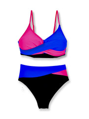 Circyy Swimsuit Women Contrast Color Split Swimsuit Halter Cross Biquinis High Waisted Two-pieces Bathing Suit Summer 2025 New