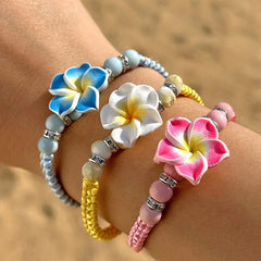 Hawaiian Bracelets for Women Bohemian Woven Tropical Flower Bracelets Handmade Braid Summer Beach Girls Jewelry Accessories