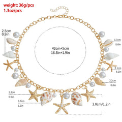 Fashion Bohemian Waist Chain Sea Star Starfish Shell Pendant Shell Waist Link Beach Bikini Alloy Jewelry Accessories for Women