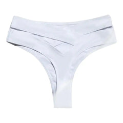 Women Sexy High Waist Swimming Briefs Solid Color Back Cutout Swim Trunks Bikini Bottom Swimwear Beachwear Brazilian Bikini