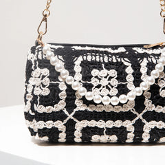 Boho Beach Bags for Women,Pearl Bag,Wicker Bag,Premiun Style Tote Bags for Ladies,Vacaition Outfits Women,Travel Must Haves