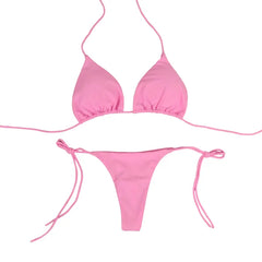 Sexy Bikini Set For Women Summer Split Two-piece Brazilian Swimsuit Lace-up Bra And Thong Female Beachwear