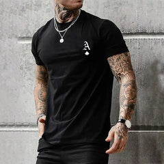 2025 Men's Clothing Fashion Black A Logo Printed T-Shirt Casual Street Short Sleeve Top Lightweight Breathable Fitness T Shirt