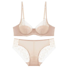 Luxury Women Lingerie Set Sexy Lace Embroidery Underwear French Thin Cup Push Up Bra Summer Mesh Breathable Intimates Bra Sets