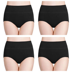 High Waisted Postpartum Underwear Womens Cotton Underwear Soft Breathable Full Coverage Stretch Panties 4pcs/pack