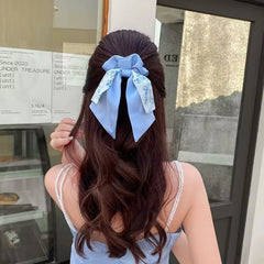 Fairy Women Hair Accessories Bows Scrunchies Ties Flower Floral Print Ribbon Elastic Hair Bands Ponytail Holder Girls Headdress