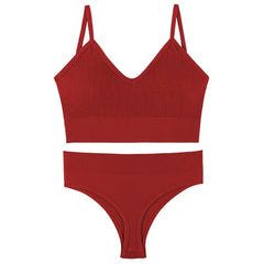 Women Underwear Set Wireless Lingerie Panties Bra Sexy G-String Seamless Tank Crop Top Brassiere New
