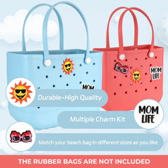 Rubber Beach Bag Accessories Charms - 3" Beach Charm Accessories for Rubber Beach Totes Perfect Tote Accessories for Summer