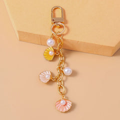 Fashion Summer Beach Shell Pearl Starfish Keychain for Women Men Car Key Handbag Purse Hanging Key Chains DIY Accessories
