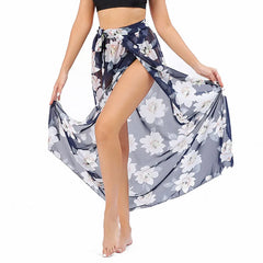 Women Long Print Sarongs Swimsuit Coverups Beach Bikini Wrap Sheer Long Skirt Chiffon Scarf Cover Ups for Swimwear
