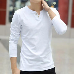 Great Men T-shirt Slim Casual Base Shirt Long Sleeve Fit Autumn T-shirt for Daily Wear