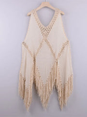 Beach Cover Ups For Women Fringe Tunic 2025 Swim Cover Up White Black Tunics Woman Summer Dress Women's Swimwear Cover-ups