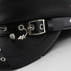 Women's Accessories Black Pu Leather Flat Top Captain Military Caps Women's Trendy Beret