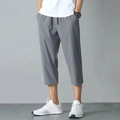 Mens Summer Cooling Thin Shorts Loose Capris Pants Fashion All-match Streetwear