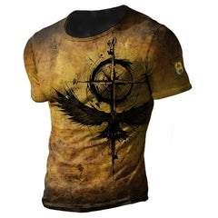 Old-fashioned Men's T-shirts, American Summer Pullovers, Printed Short-sleeved T-shirts