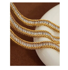 Fashion Wrist Jewelry Accessories Girls Gifts 316L Stainless Steel Sparkling Zircon Chain Bracelet for Women